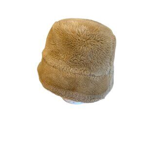 Vintage Faux Fur Bucket Hat Beige Unisex Warm Stylish Accessory Acrylic & Polyes